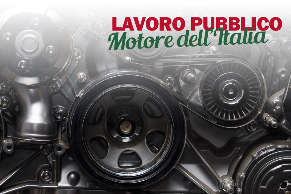 Visual campagna CISL "Lavoro pubblico, motore dell'Italia" su primo piano di motore
