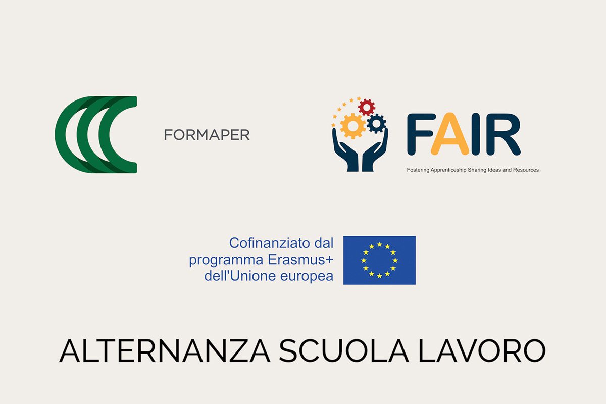 Cartello finale con loghi Formaper, FAIR ed Erasmus+ e scritta Alternanza Scuola Lavoro