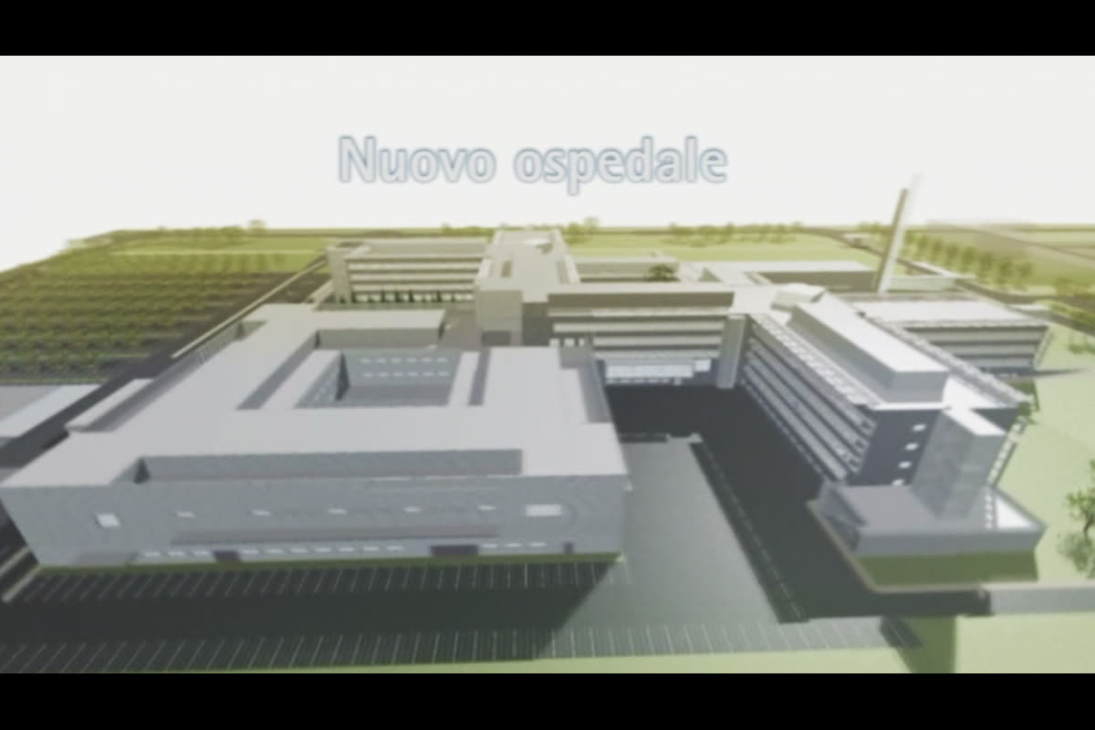 Fotogramma del render 3D del nuovo ospedale di Legnano