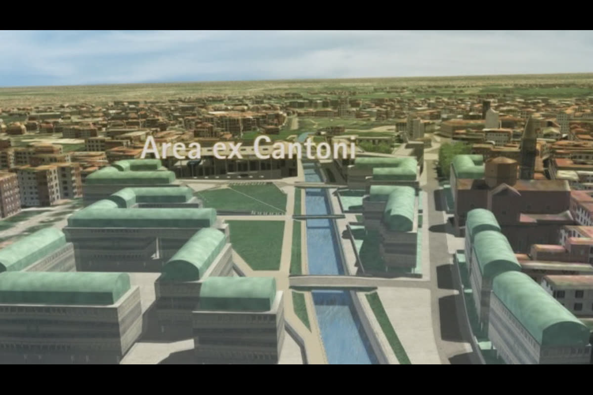 Fotogramma del plastico virtuale 3D di Legnano, area ex Cantoni