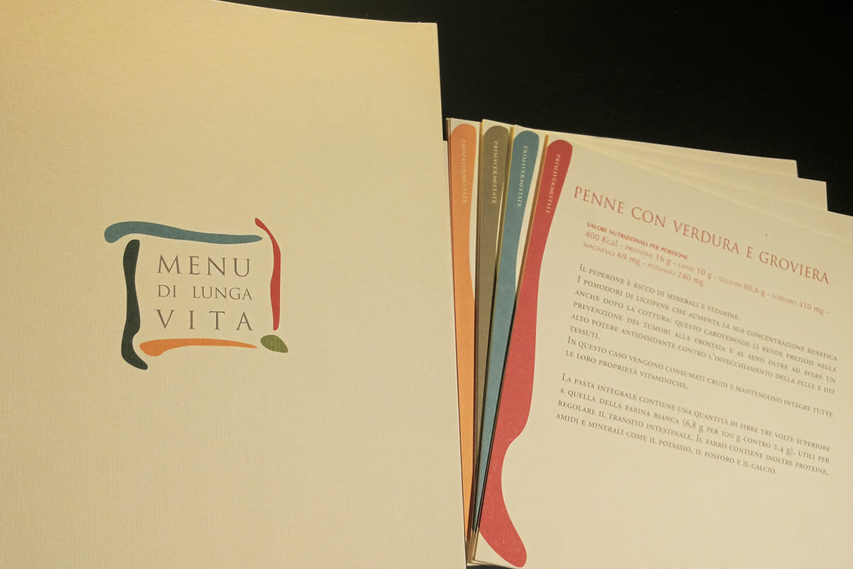Schede-ricette Menu di Lunga Vita a ventaglio con la ricetta Penne con verdura e groviera