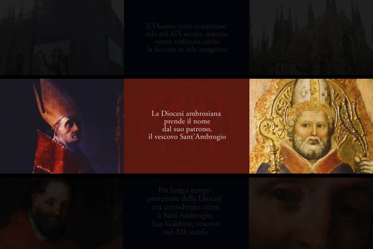 Multivisione con figure di Sant'Ambrogio e santi patroni della Diocesi ambrosiana