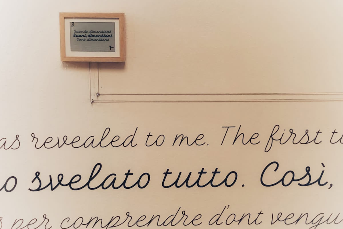 Targhetta incorniciata della sezione Suoni, dimensioni sopra la citazione a parete