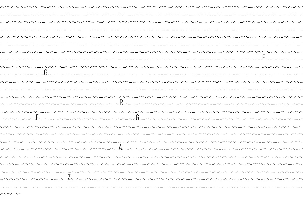 Context: fotogramma con codice morse su fondo bianco che compita la parola SEGREGAZIONE